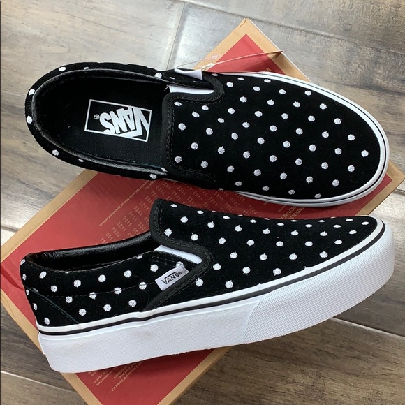••VANS CLASSIC SLIP ON Platform Suede Polka Dot WM - Picture 2 of 16
